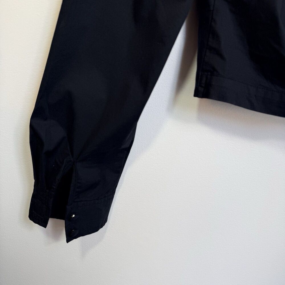 Bebe Black Shirt Small Cotton blend Button Front Twist Cropped Sharp Fitted - Picture 5 of 11